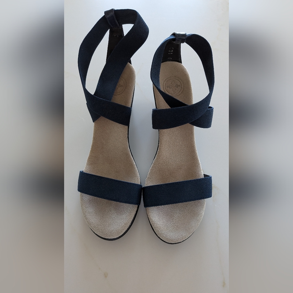 Charleston Shoe Company Handmade In Mexico Wedge Sandals, Navy Size 8
